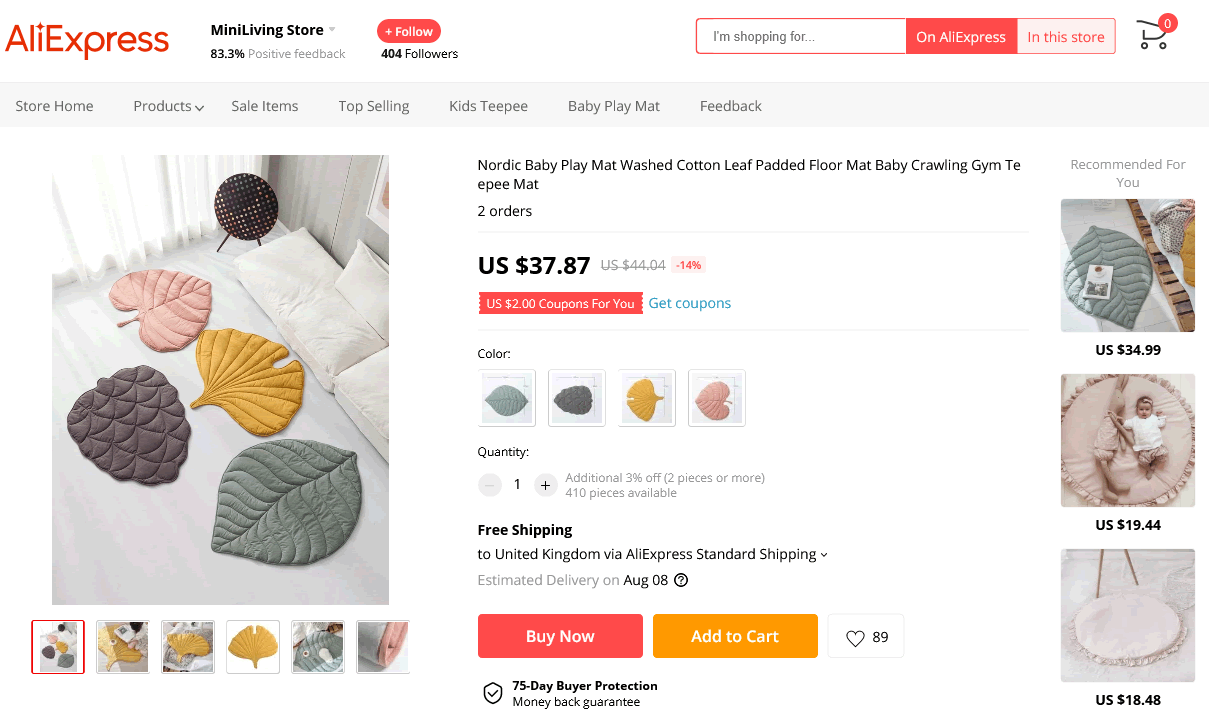 AliExpress Leaf Play Mat