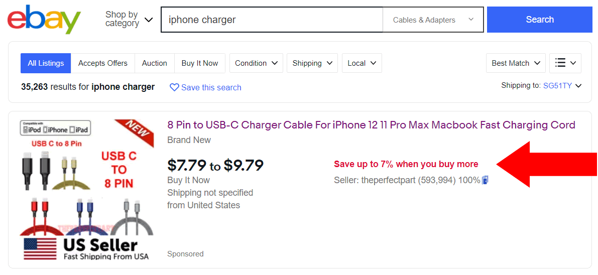 Promotion in eBay search results